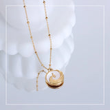 18K Embossed Phoenix Sea Shell Clavicle Chain Pendant Necklace