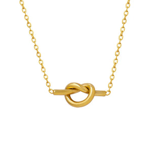 18K Knotted Heart Clavicle Chain Pendant Necklace