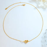 18K Knotted Heart Clavicle Chain Pendant Necklace