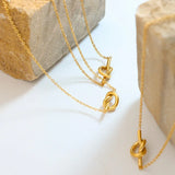 18K Knotted Heart Clavicle Chain Pendant Necklace