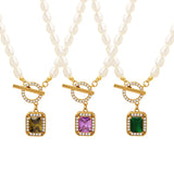 18K Pearl Necklace with Zircon Buckle