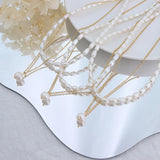 18K Freshwater Pearl Stackable Necklace Niche Clavicle Chain Jewelry