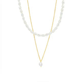 18K Freshwater Pearl Stackable Necklace Niche Clavicle Chain Jewelry