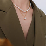 18K Freshwater Pearl Stackable Necklace Niche Clavicle Chain Jewelry