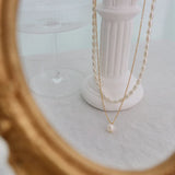 18K Freshwater Pearl Stackable Necklace Niche Clavicle Chain Jewelry