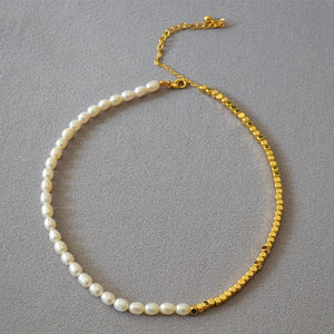 18K Pearl OT Buckle Clavicle Chain Necklace