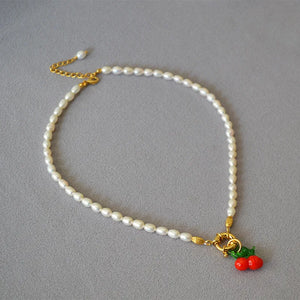 18K Pearl OT Buckle Clavicle Chain Necklace
