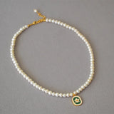 18K Pearl OT Buckle Clavicle Chain Necklace