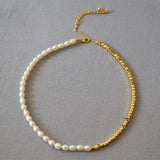18K Pearl OT Buckle Clavicle Chain Necklace