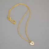18K Rice Pearl Mother Shell Zircon Heart Pendant Necklace