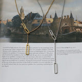18K Geometric Sweater Chain Y Necklace Pendants For Couple