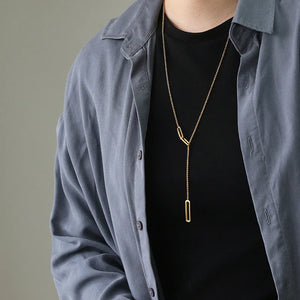 18K Geometric Sweater Chain Y Necklace Pendants For Couple