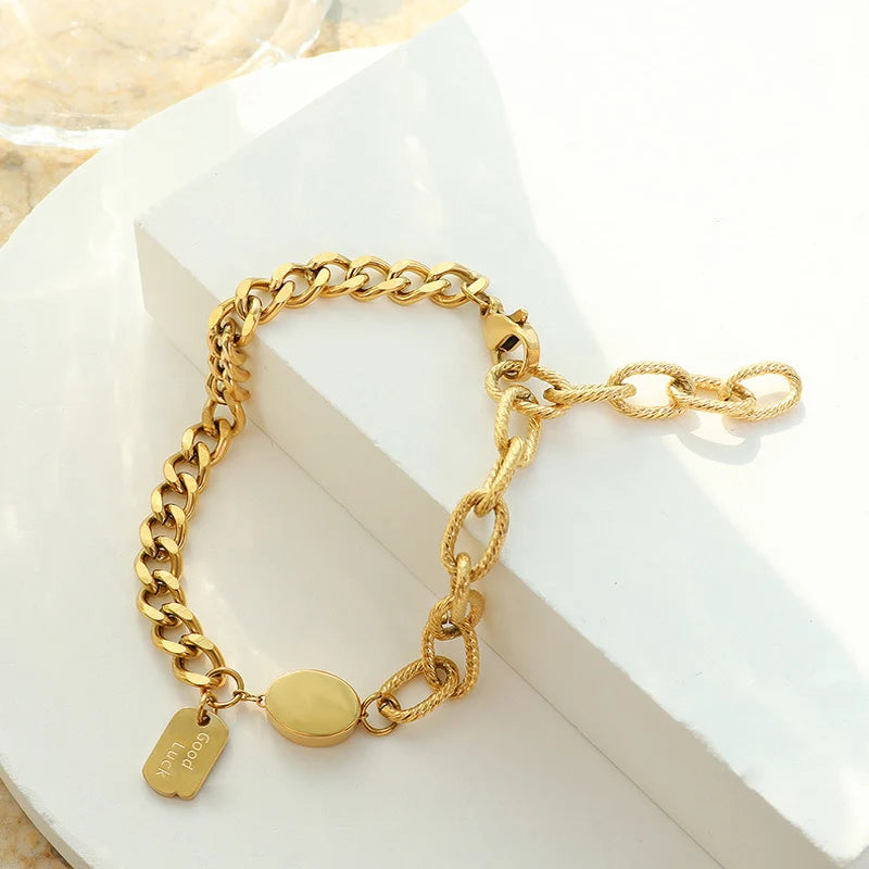 18K Hip Hop Lucky Bracelet Chain Bangle Jewelry For Family Gift