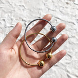 18K Metal Ball Open Bracelet Retro Bangles for Women