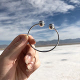 18K Metal Ball Open Bracelet Retro Bangles for Women