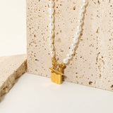 18K Natural Freshwater Pearl Necklace Clavicle Chain Lock Necklace