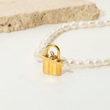18K Natural Freshwater Pearl Necklace Clavicle Chain Lock Necklace