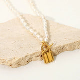 18K Natural Freshwater Pearl Necklace Clavicle Chain Lock Necklace