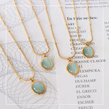 18K Oval Opal Clavicle Chain Pendant Necklace Natural Stone Jewelry