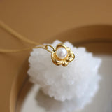 18K Pearl Flower Clavicle Chain Necklace Choker Boho Collier Necklace