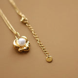 18K Pearl Flower Clavicle Chain Necklace Choker Boho Collier Necklace
