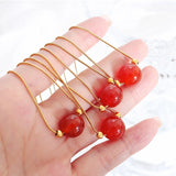 Red Agate Pendant Necklace Snake Bone Chain Jewelry