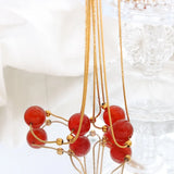 Red Agate Pendant Necklace Snake Bone Chain Jewelry