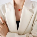 Red Agate Pendant Necklace Snake Bone Chain Jewelry