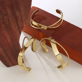 18K Smooth Twisted Cross Open Cuff Bracelet Jewelry Gift