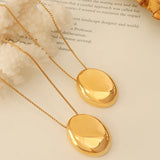 18K Vintage Hollow Oval Long Pendant Necklace Temperament Jewelry