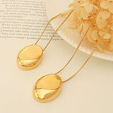 18K Vintage Hollow Oval Long Pendant Necklace Temperament Jewelry