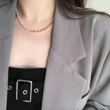 18K Stitching Barrel Freshwater Pearl Choker Necklace