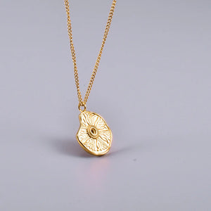18K Sun Compass Round Coins Necklace Pendants Personalized Long Necklace
