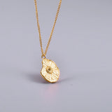18K Sun Compass Round Coins Necklace Pendants Personalized Long Necklace