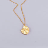 18K Sun Compass Round Coins Necklace Pendants Personalized Long Necklace