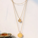 18K Queen Elizabeth Portrait Necklace Pendant With Bead Sweater Chain
