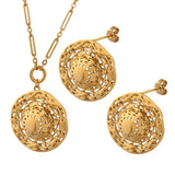 18K Hollow Straw Hat Jewelry Set For Women Gift