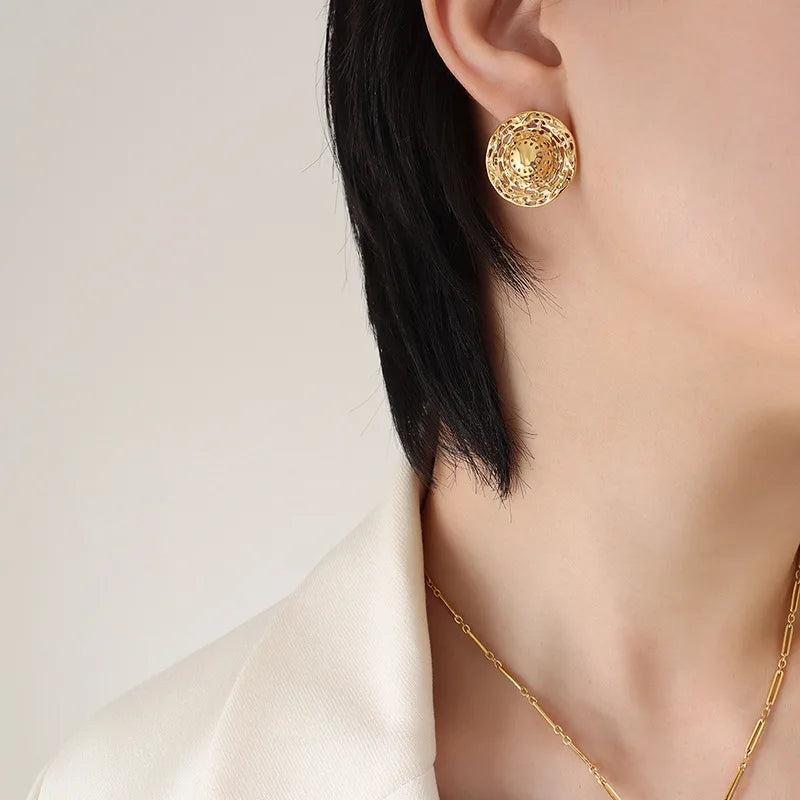 18K Hollow Straw Hat Jewelry Set For Women Gift