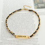 Punk Leather Rope Chain Collar Necklace Choker
