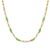 18K Green Opal Freshwater Pearl Necklace Patchwork Jewelry