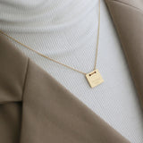 Vintage 1967 Antique Letter Square Clavicle Chain Necklace Pendant