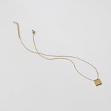 Vintage 1967 Antique Letter Square Clavicle Chain Necklace Pendant