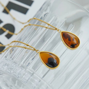 Vintage Tortoiseshell Drop Pendant Necklace