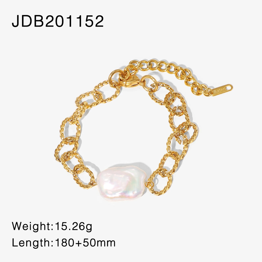 Vintage Baroque Pearl Twist Chain Necklace and Bracelet Set