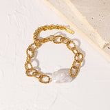 Vintage Baroque Pearl Twist Chain Necklace and Bracelet Set