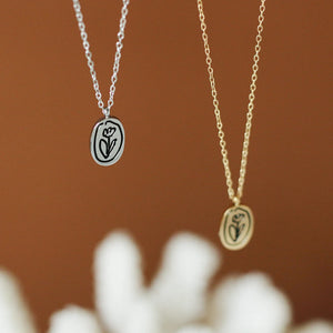 Vintage Flower Tulip Necklace Pendant Jewelry for Women