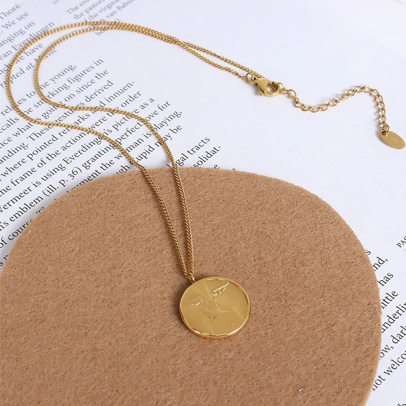 Vintage Coin Charm Necklace Clavicle Chain Pendant