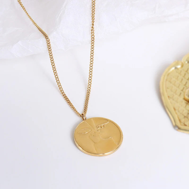Vintage Coin Charm Necklace Clavicle Chain Pendant