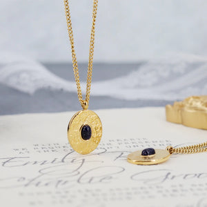 Vintage Court Embossed Sandstone Necklace Pendant Long Sweater Chain