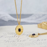 Vintage Court Embossed Sandstone Necklace Pendant Long Sweater Chain